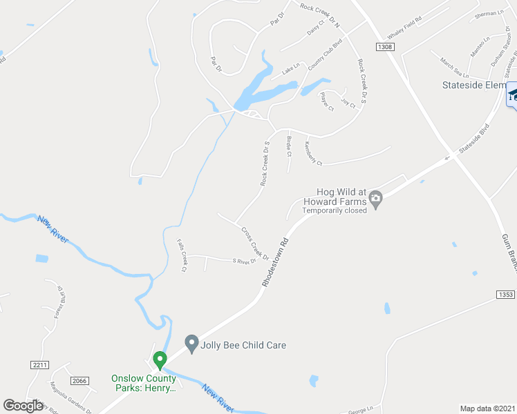 map of restaurants, bars, coffee shops, grocery stores, and more near 331 South Rock Creek Drive in Jacksonville
