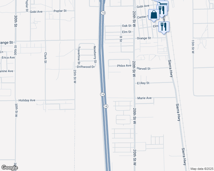 map of restaurants, bars, coffee shops, grocery stores, and more near in Rosamond
