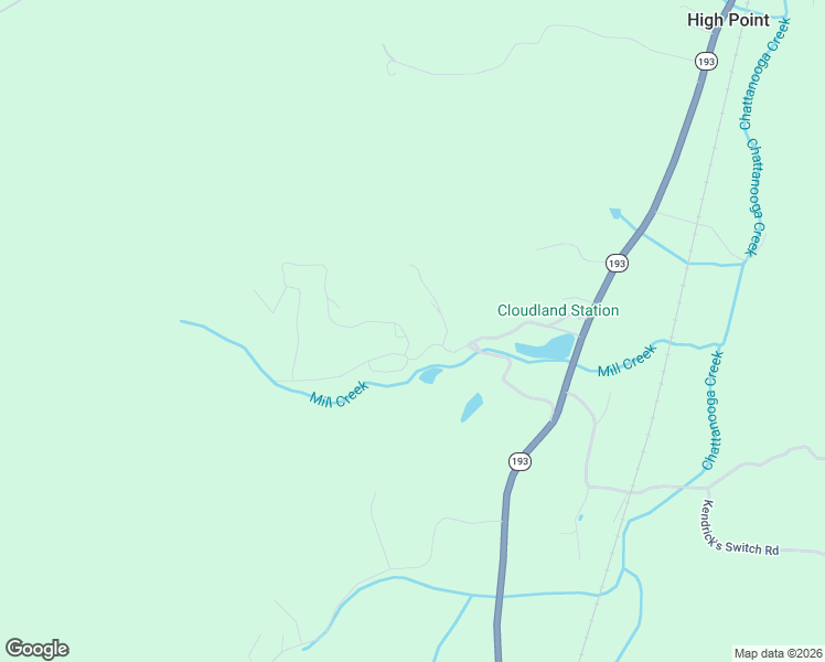 map of restaurants, bars, coffee shops, grocery stores, and more near 44 Valley Rim Drive in Chickamauga