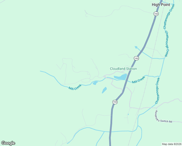 map of restaurants, bars, coffee shops, grocery stores, and more near 44 Valley Rim Drive in Chickamauga