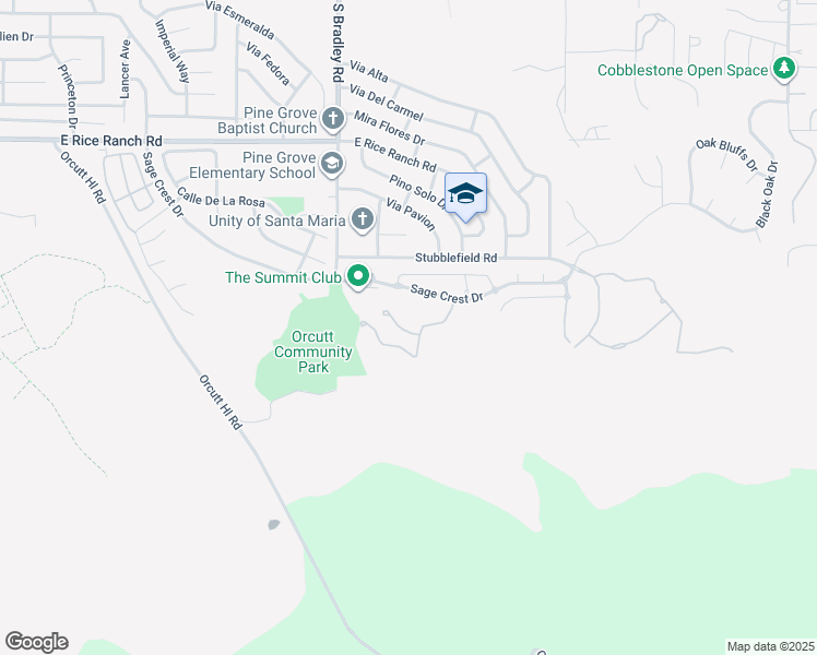 map of restaurants, bars, coffee shops, grocery stores, and more near 1171 Ginger Place in Santa Maria