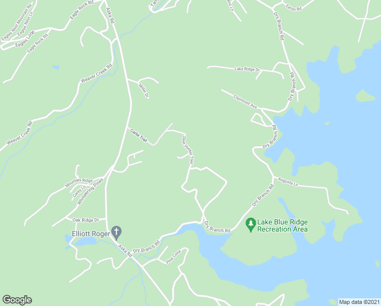 map of restaurants, bars, coffee shops, grocery stores, and more near 63 Deer Hunter Trail in Blue Ridge