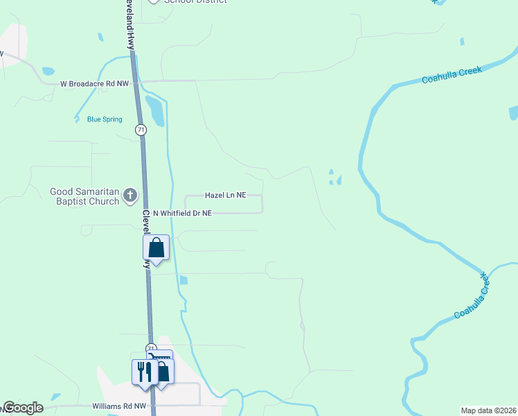 map of restaurants, bars, coffee shops, grocery stores, and more near 231 Tanglewood Drive Northeast in Dalton