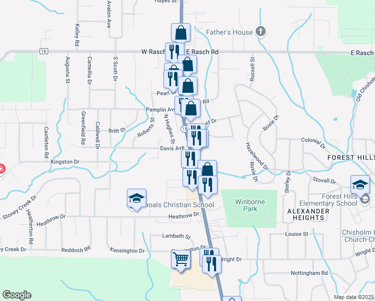 map of restaurants, bars, coffee shops, grocery stores, and more near 3499 Cloverdale Road in Florence
