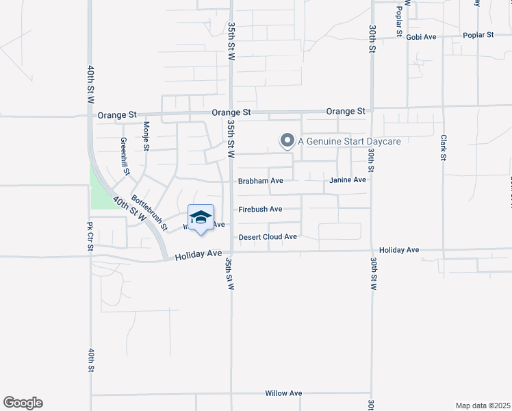 map of restaurants, bars, coffee shops, grocery stores, and more near 3409 Firebush Avenue in Rosamond