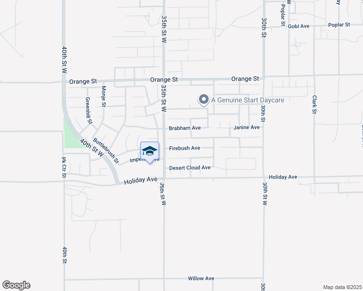 map of restaurants, bars, coffee shops, grocery stores, and more near 3409 Firebush Avenue in Rosamond