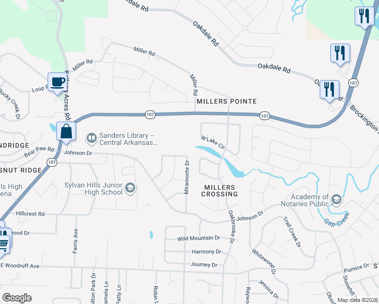 map of restaurants, bars, coffee shops, grocery stores, and more near 2000 Miramonte Drive in Sherwood