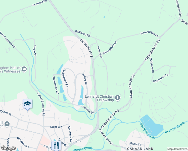 map of restaurants, bars, coffee shops, grocery stores, and more near 100 Pierce Lane in Easley