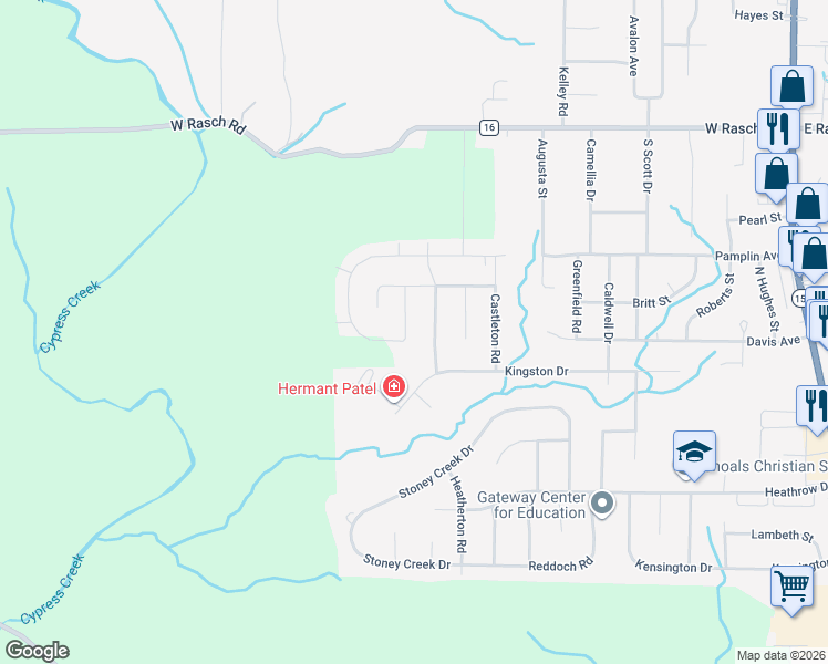 map of restaurants, bars, coffee shops, grocery stores, and more near 256 Cypress Creek Drive in Florence