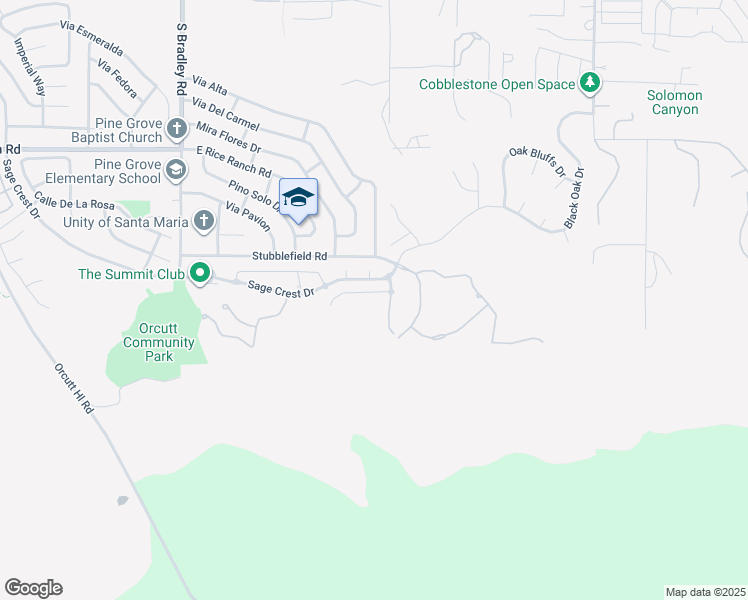 map of restaurants, bars, coffee shops, grocery stores, and more near 1344 Joshua Court in Orcutt