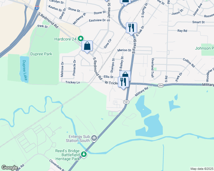 map of restaurants, bars, coffee shops, grocery stores, and more near 811 West Trickey Lane in Jacksonville