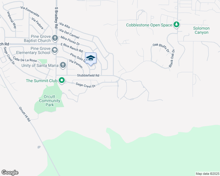 map of restaurants, bars, coffee shops, grocery stores, and more near 1344 Joshua Court in Orcutt