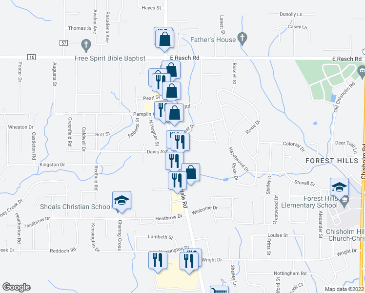 map of restaurants, bars, coffee shops, grocery stores, and more near 106 Lancaster Road in Florence