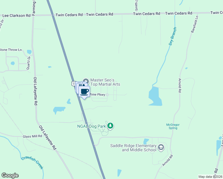map of restaurants, bars, coffee shops, grocery stores, and more near 292 Avenue of the Oaks in Rock Spring