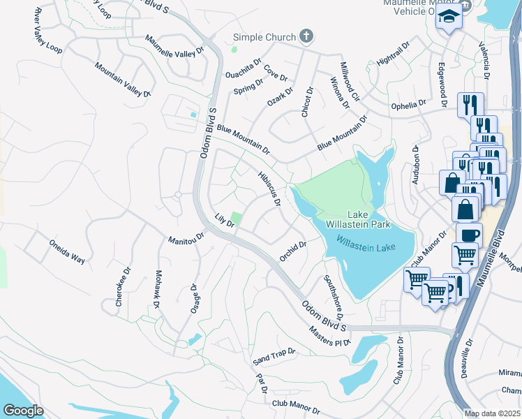 map of restaurants, bars, coffee shops, grocery stores, and more near 108 Cypress Drive in Maumelle