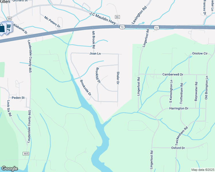 map of restaurants, bars, coffee shops, grocery stores, and more near 918-954 Brookhill Dr in Killen