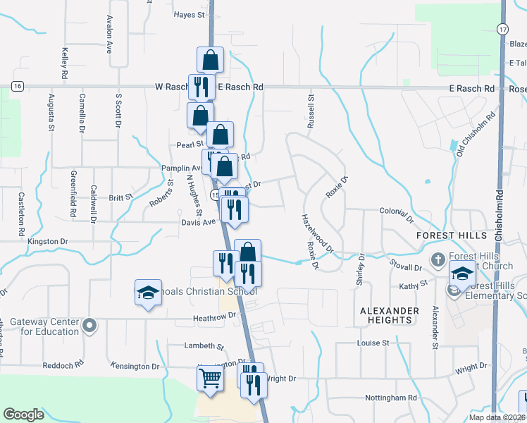 map of restaurants, bars, coffee shops, grocery stores, and more near 113-199 Lancaster Road in Florence