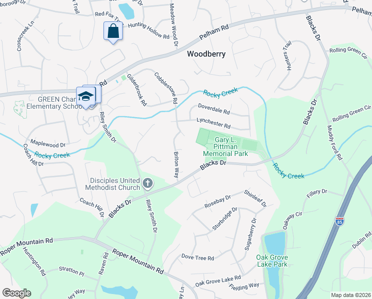 map of restaurants, bars, coffee shops, grocery stores, and more near 6 Briton Court in Greenville