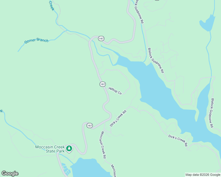 map of restaurants, bars, coffee shops, grocery stores, and more near Hilltop Circle in Rabun County