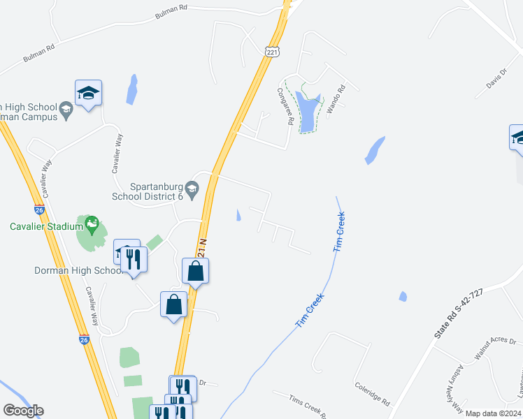 map of restaurants, bars, coffee shops, grocery stores, and more near 474 Etowah Drive in Roebuck