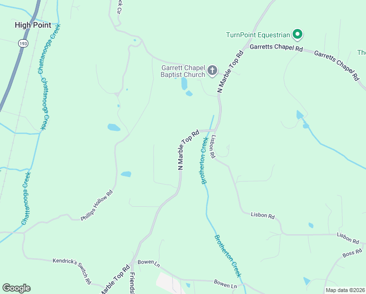 map of restaurants, bars, coffee shops, grocery stores, and more near 4107 North Marble Top Road in Chickamauga