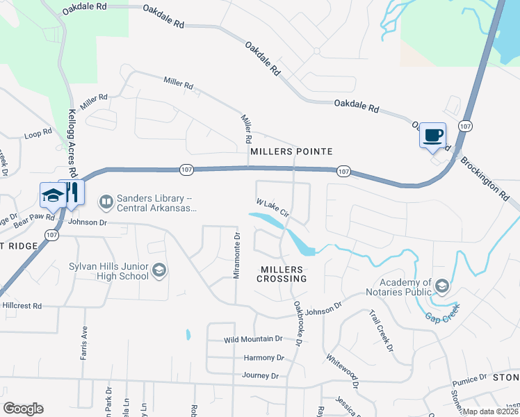 map of restaurants, bars, coffee shops, grocery stores, and more near 9600 West Lake Circle in Sherwood