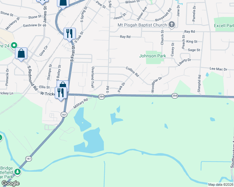 map of restaurants, bars, coffee shops, grocery stores, and more near 112 Arkansas 294 in Jacksonville