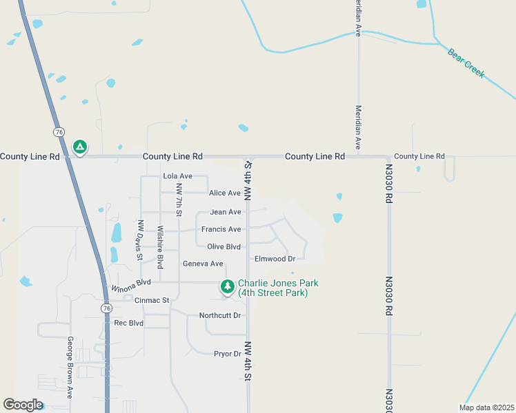 map of restaurants, bars, coffee shops, grocery stores, and more near 326 Crestwood Terrace in Lindsay