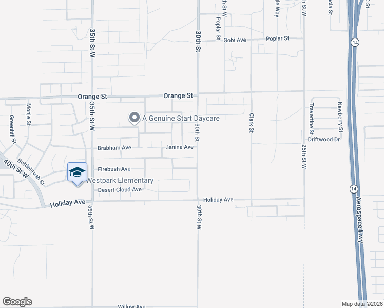 map of restaurants, bars, coffee shops, grocery stores, and more near 3015 Summer Breeze Avenue in Rosamond