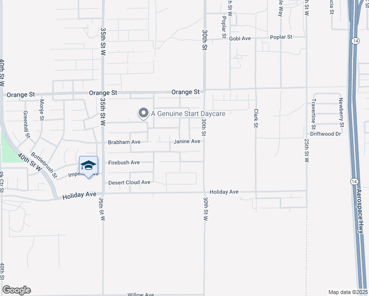 map of restaurants, bars, coffee shops, grocery stores, and more near 3085 Summer Breeze Avenue in Rosamond