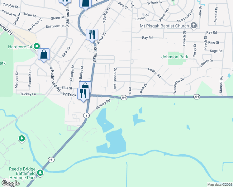 map of restaurants, bars, coffee shops, grocery stores, and more near 203 Winchester Trail in Jacksonville