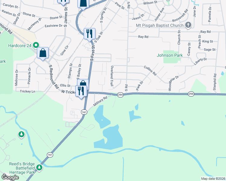 map of restaurants, bars, coffee shops, grocery stores, and more near 203 Winchester Trail in Jacksonville
