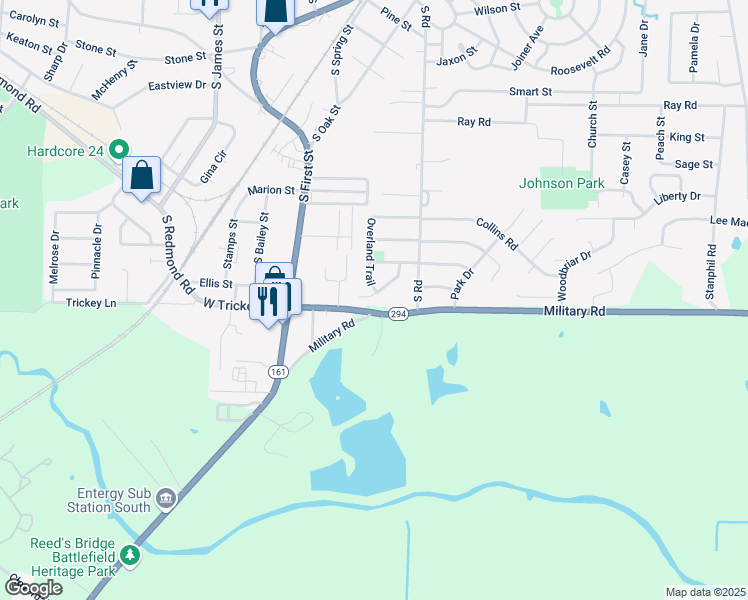 map of restaurants, bars, coffee shops, grocery stores, and more near 203 Winchester Trail in Jacksonville