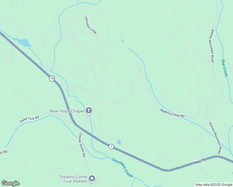 map of restaurants, bars, coffee shops, grocery stores, and more near New Hope Church Road in Clayton