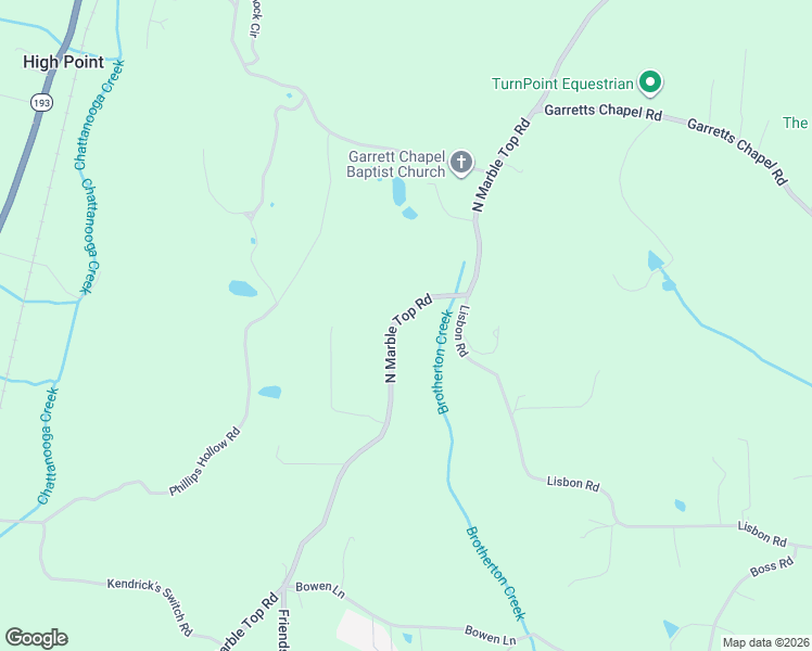 map of restaurants, bars, coffee shops, grocery stores, and more near 4107 North Marble Top Road in Chickamauga