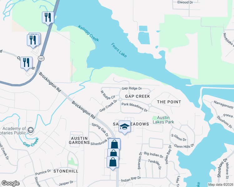 map of restaurants, bars, coffee shops, grocery stores, and more near 7246 Gap Ridge Drive in Sherwood