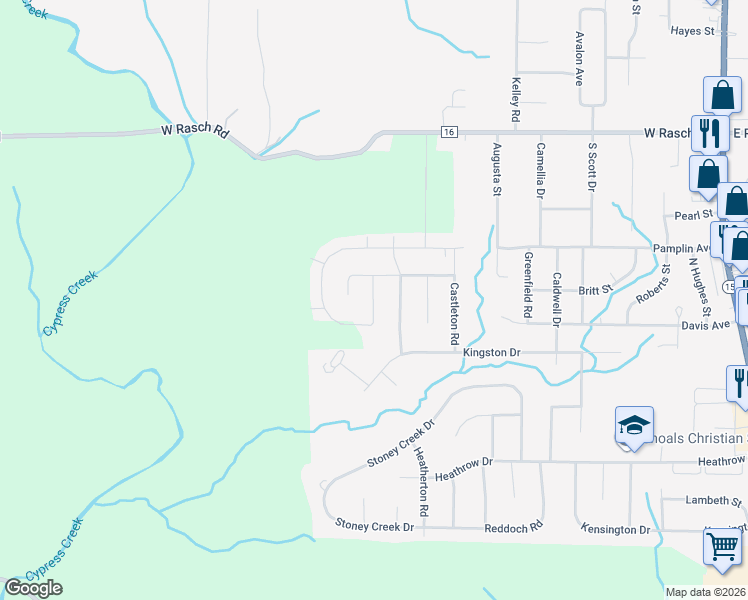 map of restaurants, bars, coffee shops, grocery stores, and more near 256 Cypress Creek Drive in Florence
