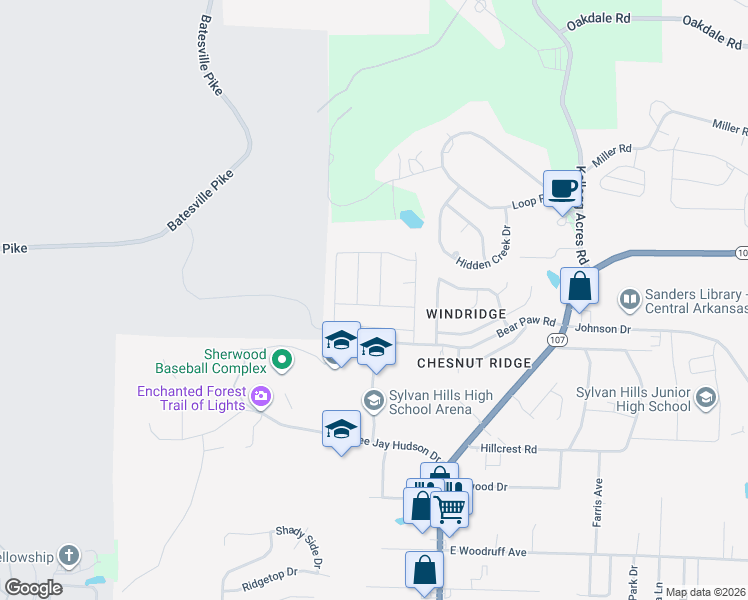map of restaurants, bars, coffee shops, grocery stores, and more near 11201 Bock Road in Sherwood