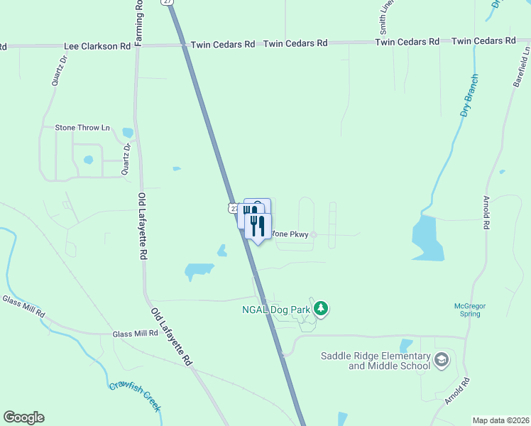 map of restaurants, bars, coffee shops, grocery stores, and more near 25 Fieldstone Cmns in Rock Spring