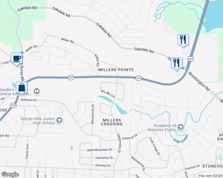 map of restaurants, bars, coffee shops, grocery stores, and more near 1808 Lake Edge Cove in Sherwood