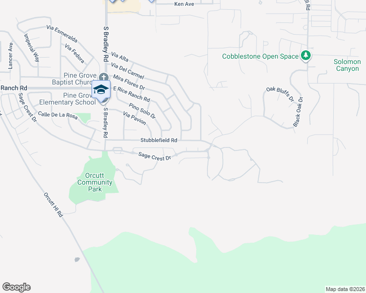 map of restaurants, bars, coffee shops, grocery stores, and more near 5807 Foxglove Court in Santa Maria
