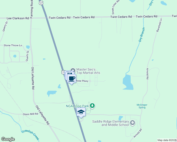 map of restaurants, bars, coffee shops, grocery stores, and more near 143 Hunting Ridge Circle in Rock Spring