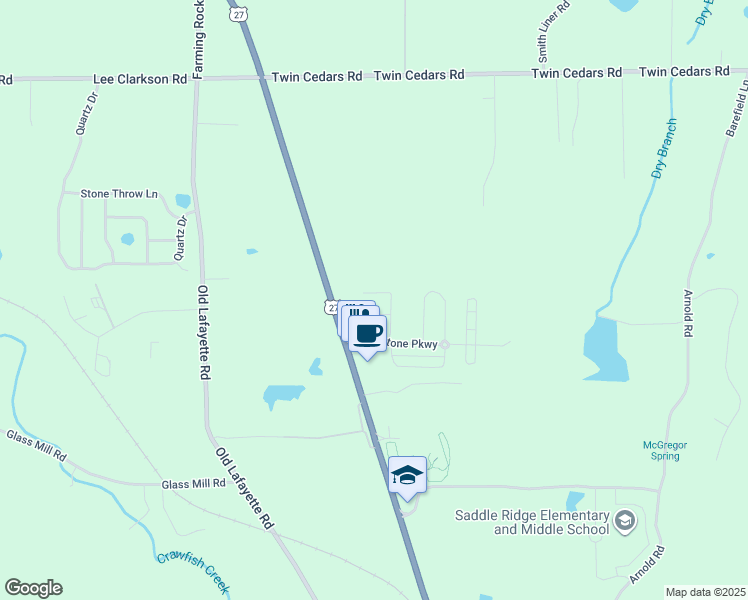 map of restaurants, bars, coffee shops, grocery stores, and more near 130 Battle Farm Court in Rock Spring