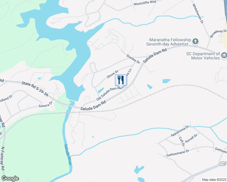 map of restaurants, bars, coffee shops, grocery stores, and more near 103 Old Saluda Dam Road in Greenville