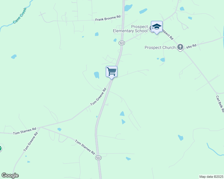 map of restaurants, bars, coffee shops, grocery stores, and more near 6207 South Rocky River Road in Monroe