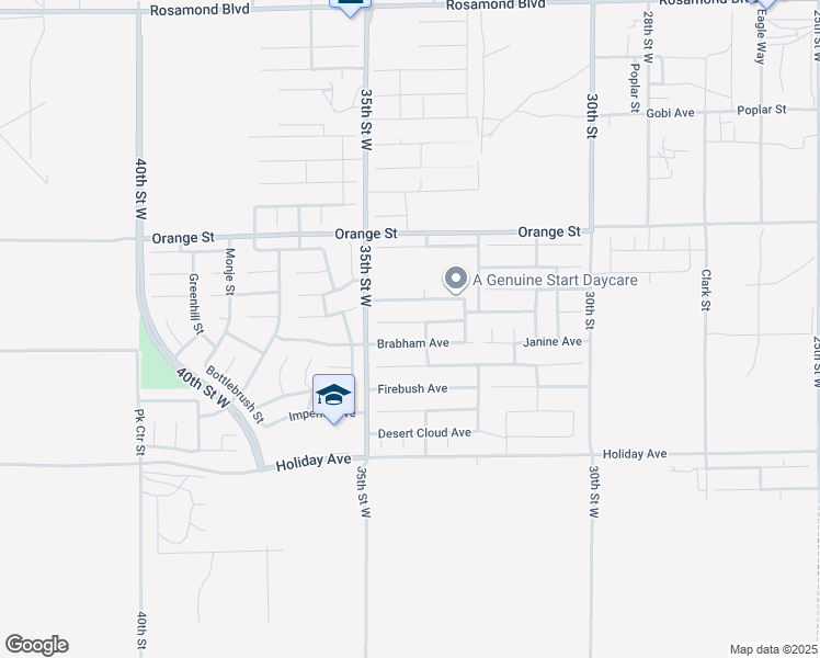 map of restaurants, bars, coffee shops, grocery stores, and more near 3408 Gemstone Avenue in Rosamond