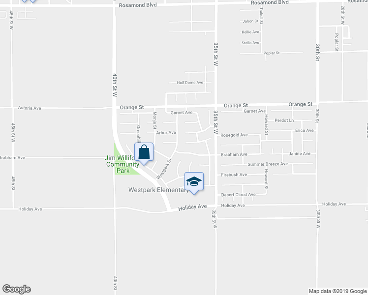 map of restaurants, bars, coffee shops, grocery stores, and more near 3632 Glenridge Avenue in Rosamond