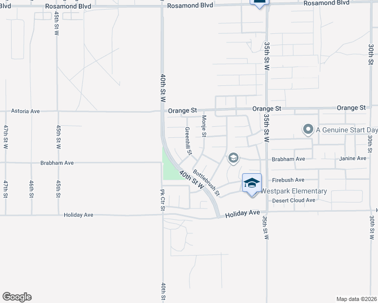 map of restaurants, bars, coffee shops, grocery stores, and more near 2248 Greenhill Street in Rosamond
