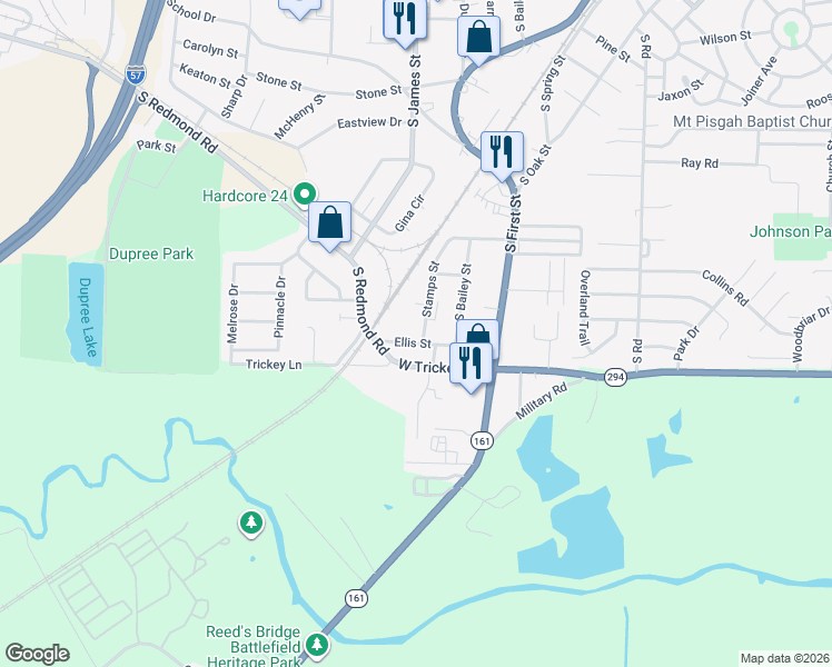 map of restaurants, bars, coffee shops, grocery stores, and more near 1512 Stamps Street in Jacksonville