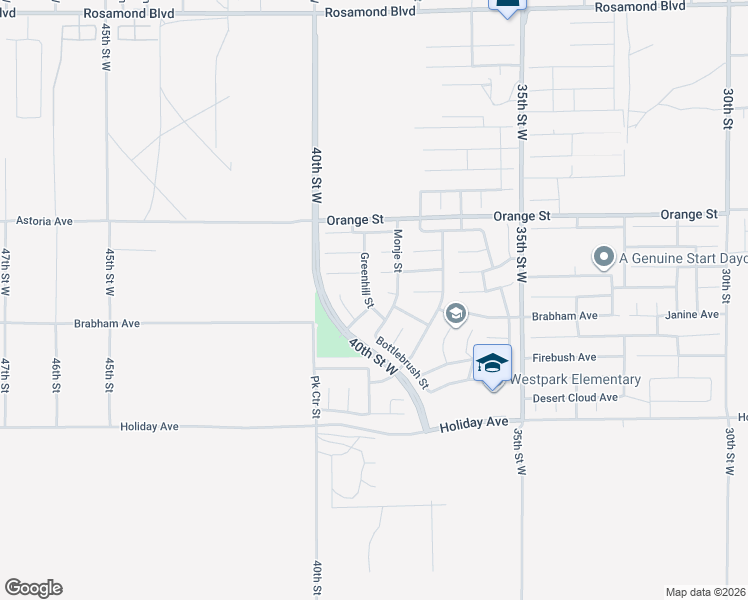 map of restaurants, bars, coffee shops, grocery stores, and more near 2248 Greenhill Street in Rosamond